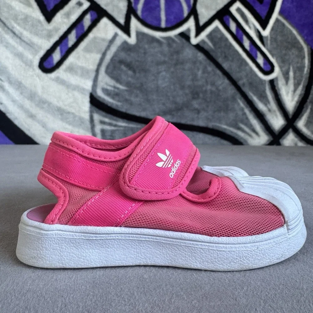 Size 6.5c - TODDLER ADIDAS ORIGINALS SUPERSTAR 360 SANDAL I SHOCK PINK WHT